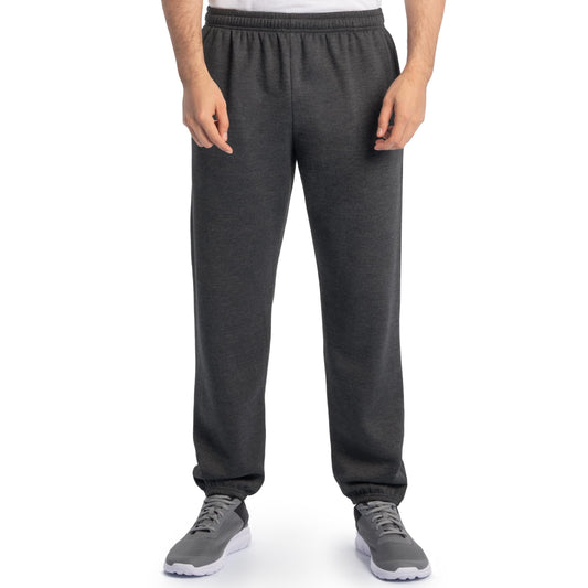 Fruit Of The Loom Mens Eversoft Fleece Elastic Bottom With Pockets, Relaxed Fit, Moisture Wicking, Breathable Sweatpants, Black Heather, Medium US