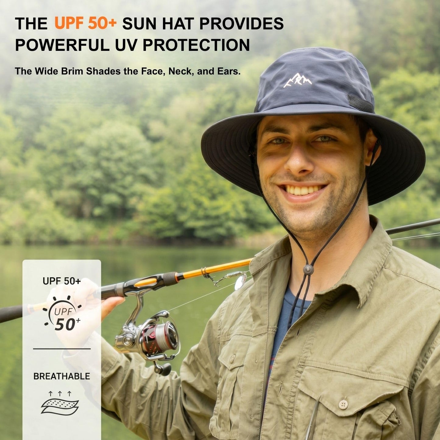 TOP-EX L/XL/XXL UV50+ Waterproof Bucket Sun Hat for Fishing Golf Hiking All-Weather Outdoor Rain Hat Stiff Brim