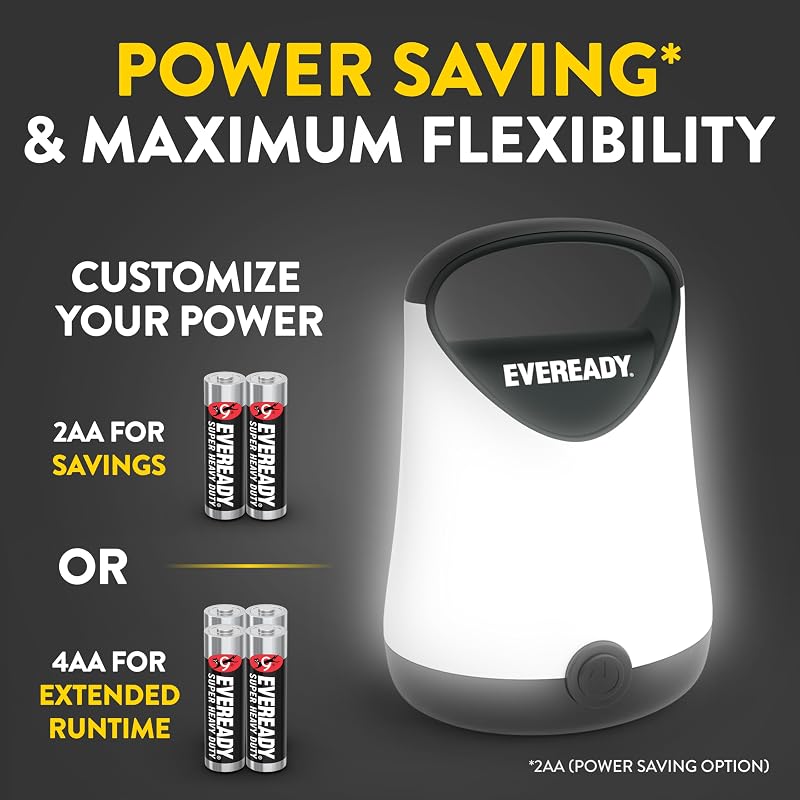 Eveready GPAL411 2-Pack Compact LED Lanterns, Black — 250 Lumen, 50H Run Time