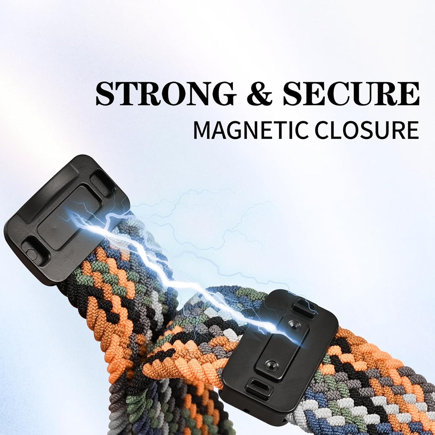 20mm Magnetic Braided Nylon Band Compatible With Garmin Vivoactive 6/Vivoactive 5/3/3 Music Watch Bands, Quick Release Stretchy Strap Replacement for Venu Sq 2/Forerunner 55/165/245/645