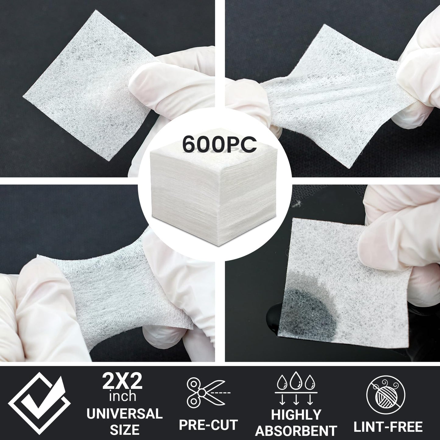 1200pc Gun Cleaning Supplies - 600PCS Gun Cleaning Patches and 600PCS Gun Cleaning Swabs, 6-inch Pointed Gun Swabs, 2" Lint Free Patches - Fit Most Calibers Cleaning Kit Supplies