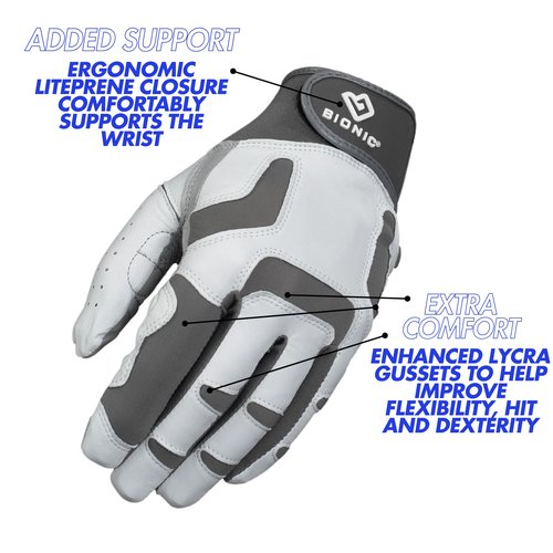 Bionic Men's ReliefGrip 2.0 Golf Glove (Silver, Large, Left)