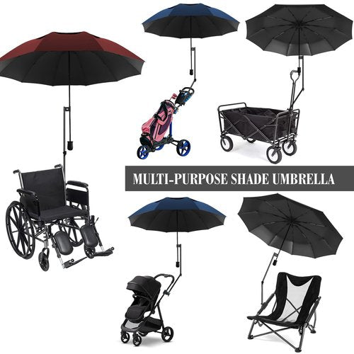 HOBVO UPF 50+ Golf Umbrella with Adjustable Universal Clamp Portable Umbrellas for Rain, Manual Open & Close, for Beach Chair, Golf Cart, Stroller, Bleacher, Patio (Bavy Blue, 43.3")
