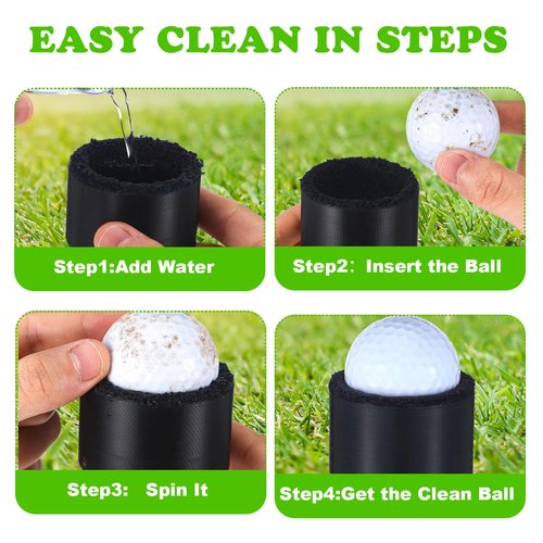 Zhehao 6 Pcs Magnetic 3D Printed Golf Ball Washer Golf Cleaner Tool for Cleaning Ball Suitable Accessories Ideal for Club Courses Pros(Black)