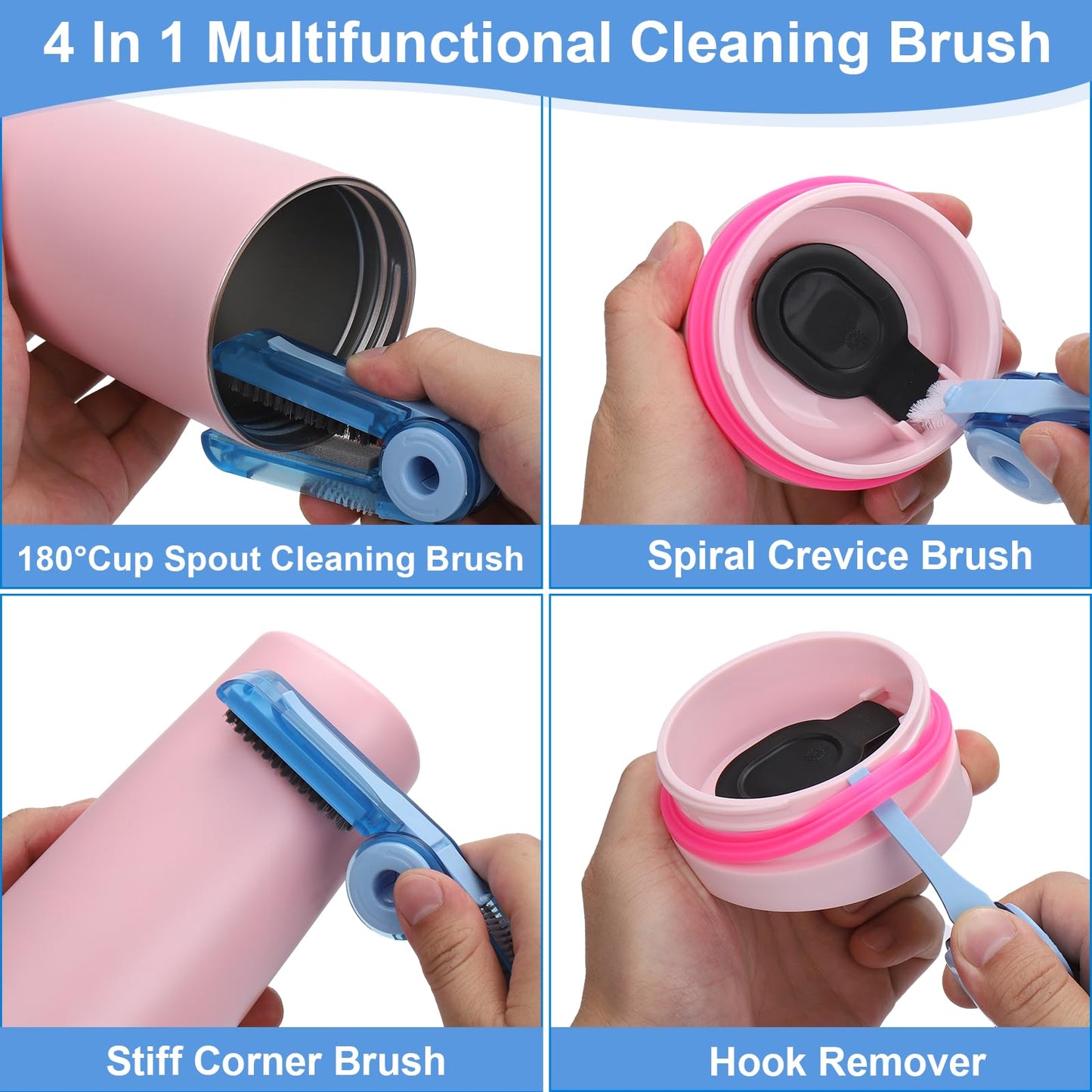 XANGNIER 5 Pcs Water Bottle Cleaner Brush Set for Owala Smooth Sip Slider Coffee Tumbler 12oz& 20oz,Silicone Boot Protector,Multifunctional Bottle Brush and Straw Cleaner Brush