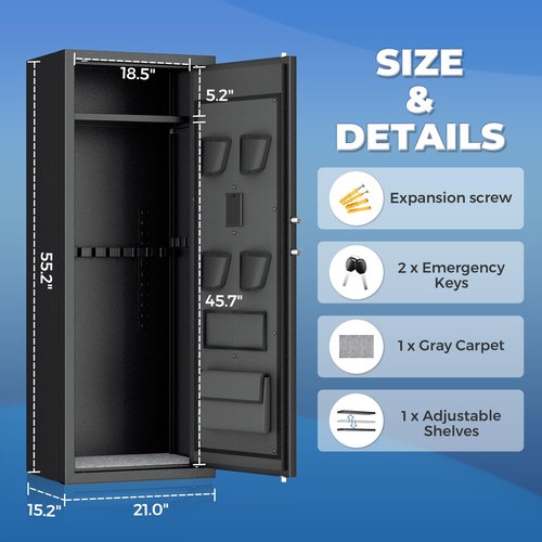 Greenvelly 10 Gun Safe for Rifles and Pistols,Gun Cabinet with Password Lock for Home,Office,Bedroom(10-14Guns,Assembly Required)