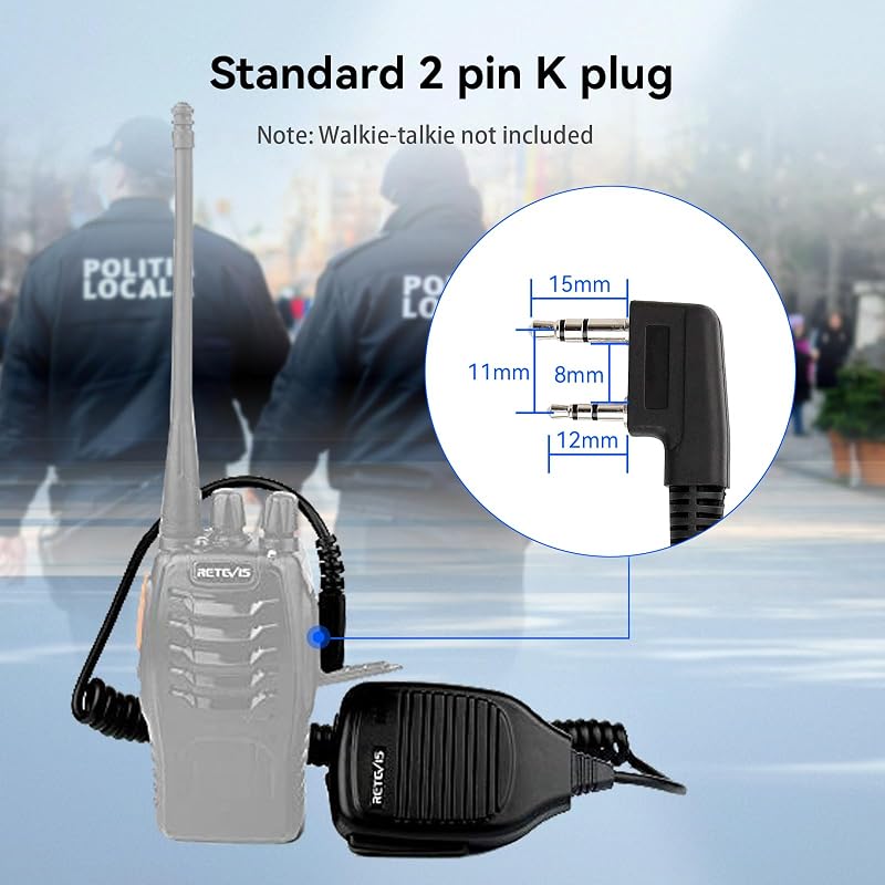 Retevis 2-Pin Shoulder Speaker Mic – 5 Pack (Variation: 5) for RT Series Walkie Talkies