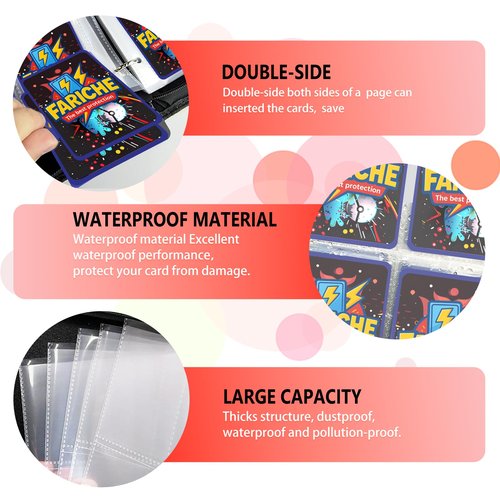 Trading Card Binder for TCG Cards, 9-Pocket Portable Card Collector Ablum Holder Book Fits 900 Cards with 50 Removable Sleeve, Waterproof BKM Card Binder Display Storage Carrying Cases for TCG-Storm