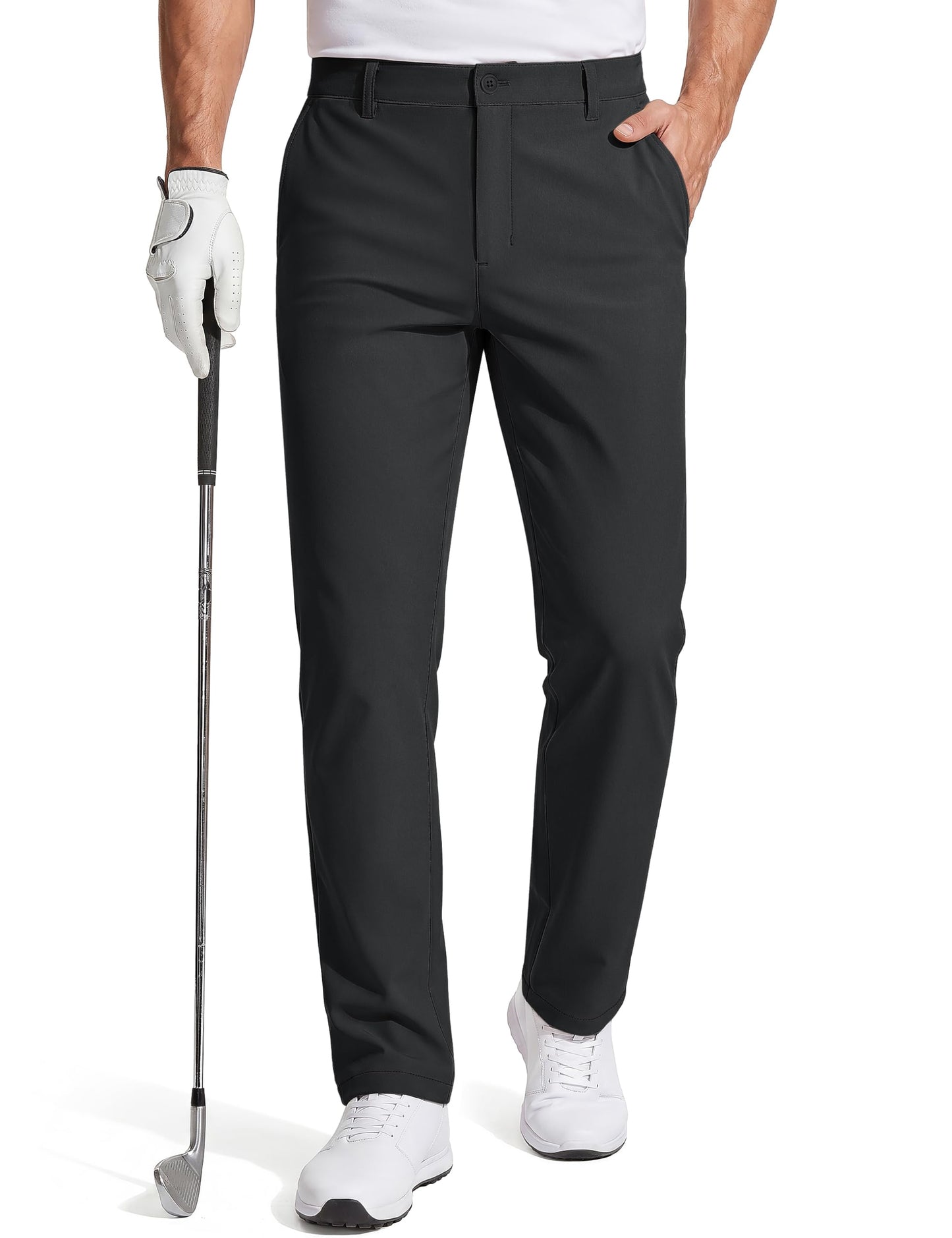 TACVASEN Mens Golf Pants Black Dress Work Pants Stretch Lightweight Comfy Quick Dry Classic Fit Casual Slacks Travel Trousers with Pockets