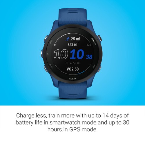 Garmin Forerunner® 255, GPS Running Smartwatch, Advanced Insights, Long-Lasting Battery, Tidal Blue (Renewed)
