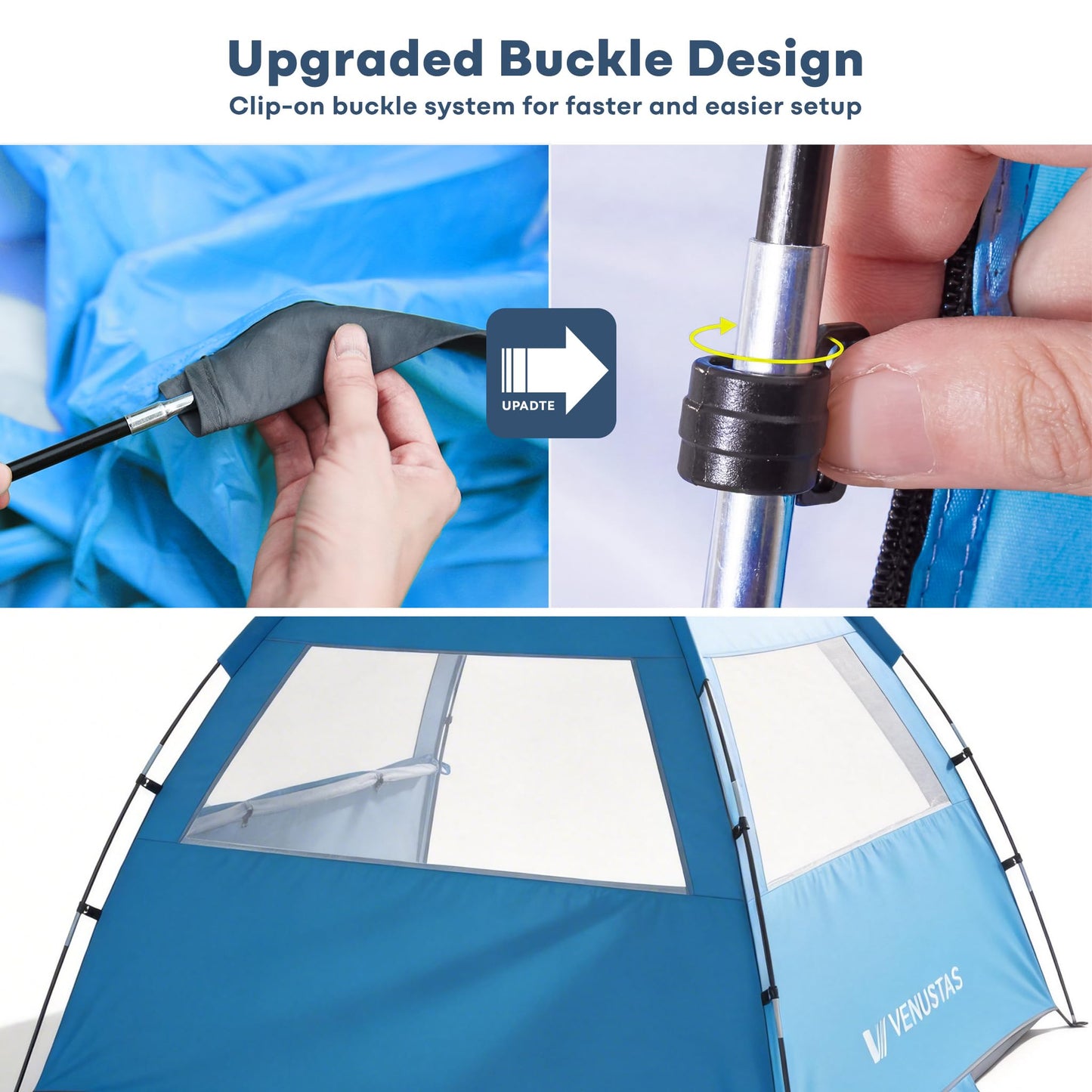 Venustas Beach Tent Sun Shelter for 3/4/6/8 Person, UPF 50+ UV Protection Beach Canopy, Lightweight and Easy Setup Cabana, Portable Shade Tent