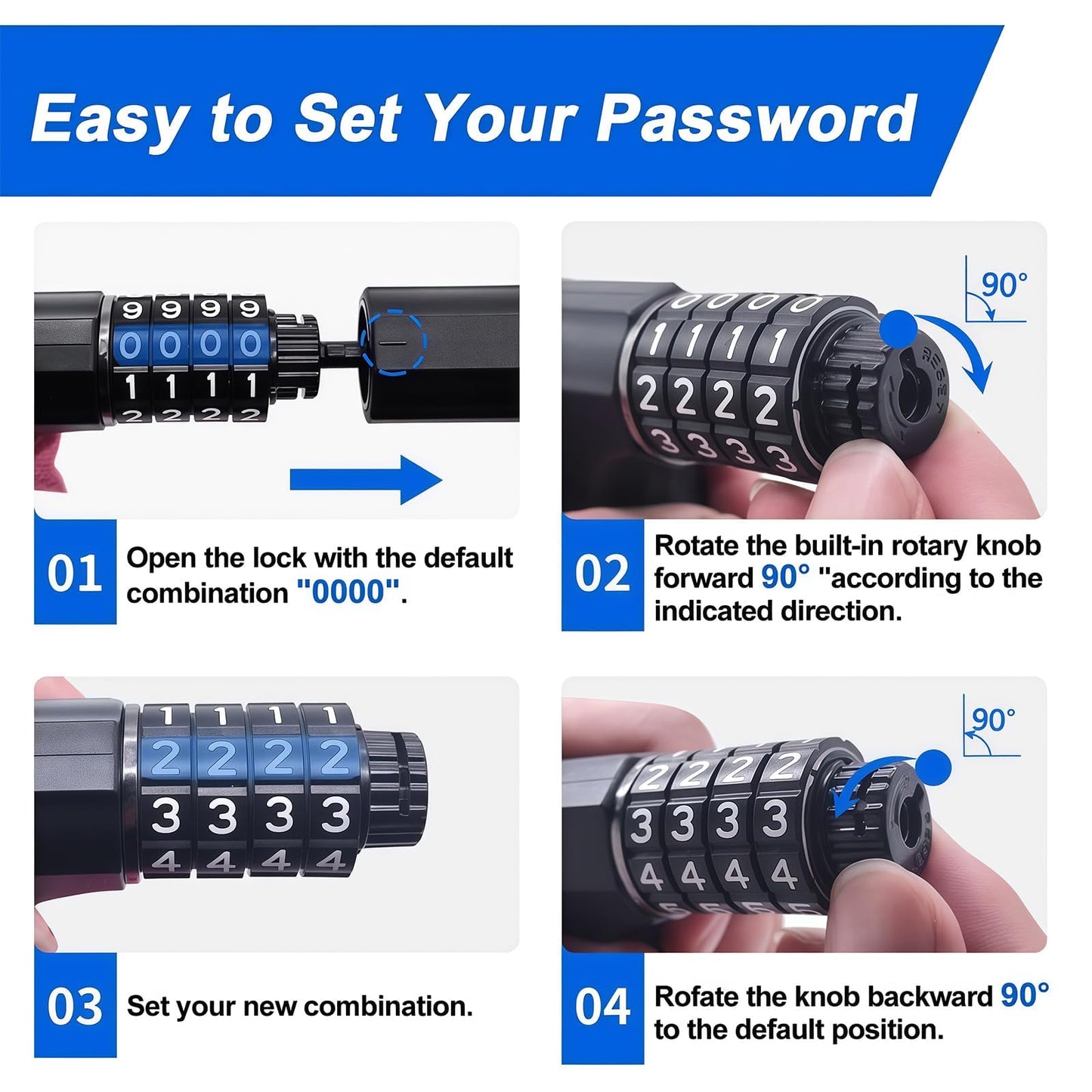 NDakter Upgrade Bike Chain Lock with 4 Digit Combination and 2 Keys, 1.64/2.3/3.2/4.28 Ft Heavy Duty Anti-Theft Bicycle Lock, 2 Ways to Unlock High Security Scooter Locks for Ebike, Escooter, Door