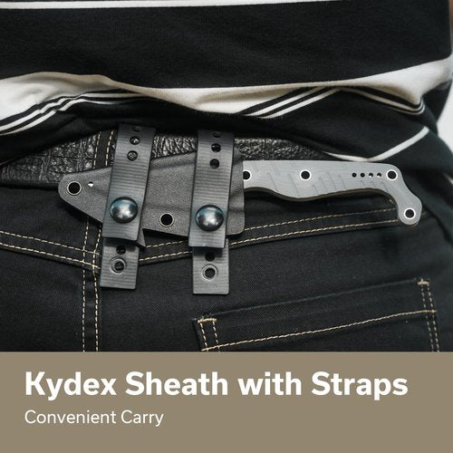 CIVIVI SOKN EDC Fixed Blade Knife with Kydex Sheath, Full Tang Tactical Knife with 2.82" Nitro-V Blade G10 Handle for Survival Camping Hiking Hunting C22027-2, Gray