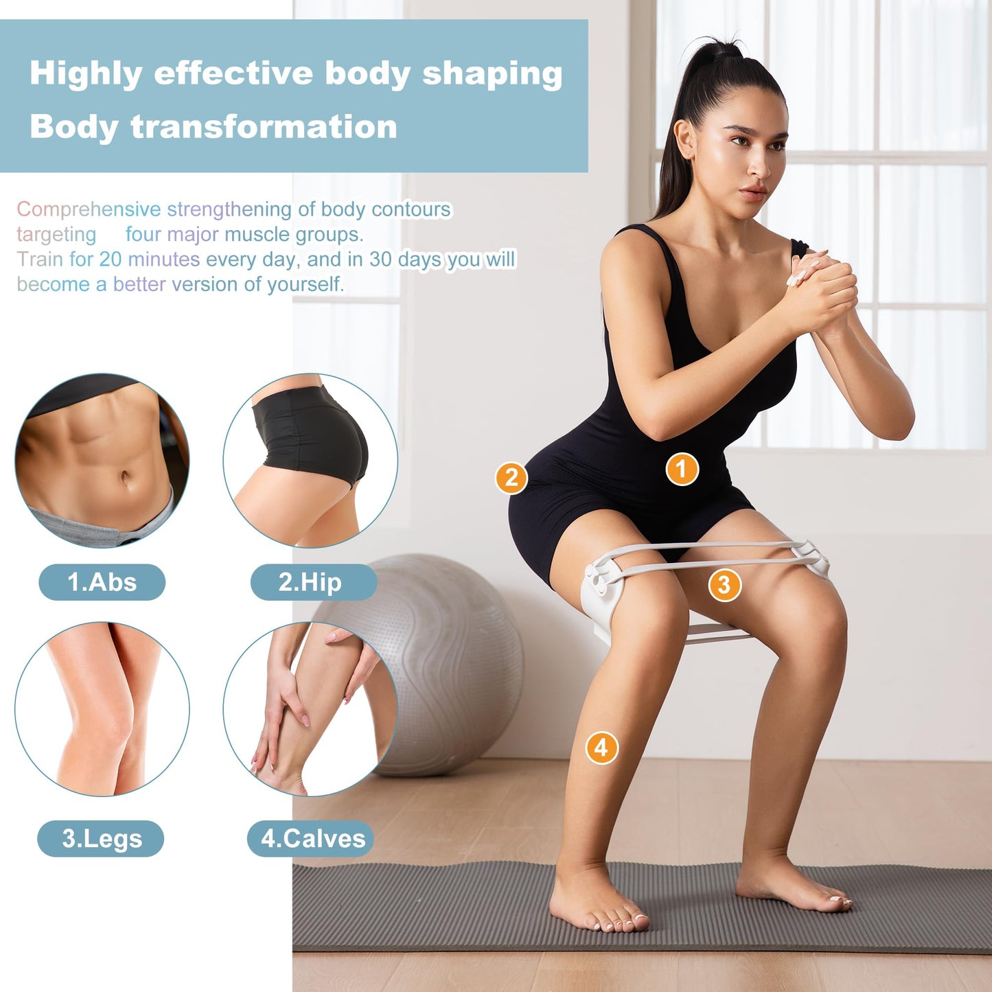 Adjustable Booty Bands-Resistance Bands for Legs Working Out-10/20/30lbs Exercise Workout Band with Carry Bag for Women & Men Physical Therapy, Home Fitness, Strength Training, Yoga (Gray)
