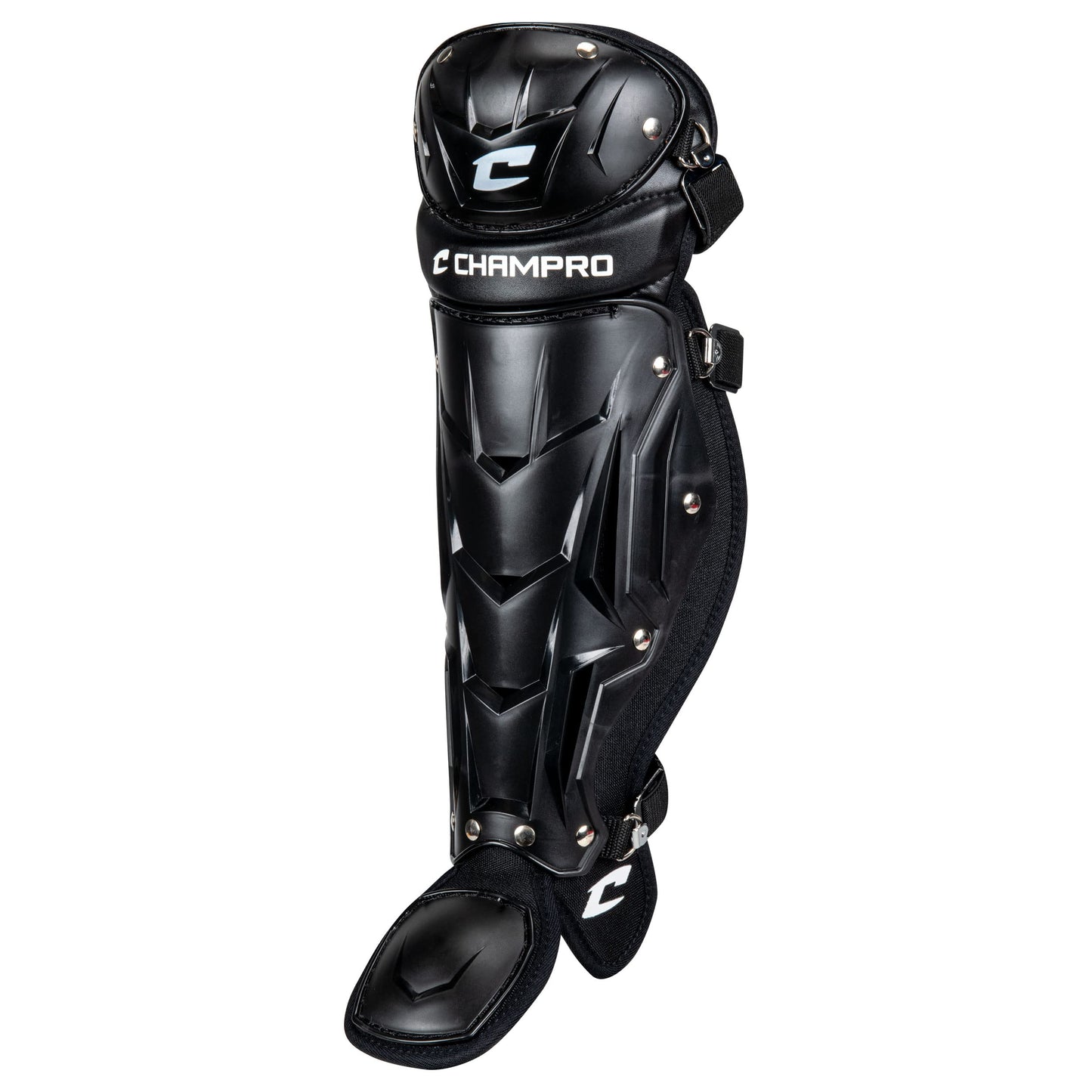 Champro Optimus MVP Single Knee Baseball Catcher’s Leg Guards, 14.5" Shin Length, CG105B, Black