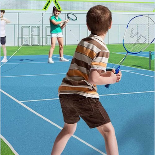 Portable Badminton Set - 1.5m Height x 2.7m Width, Lightweight & Easy Setup with Carry Bag, Green PE Net, Fiberglass & Alloy Steel, Ideal for Outdoor Play