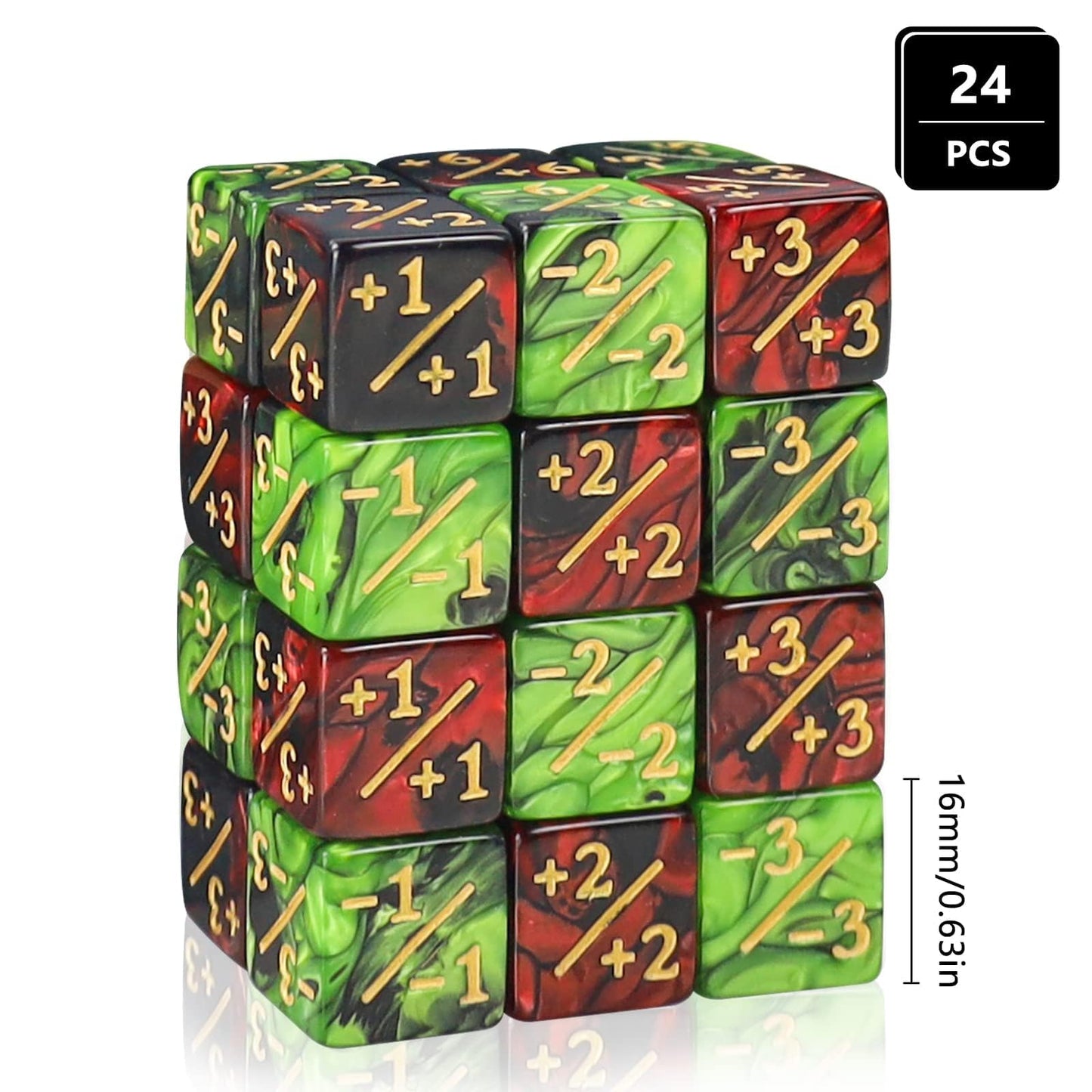 24 Pieces MTG Counters Token Dice, Magic The Gathering Glitter Sparkle Loyalty Cube, Starry Marble D6 Compatible With MTG, CCG, Card Gaming Accessory (Type 2)