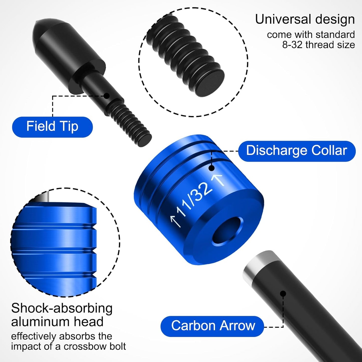 2PCS Crossbow Decocking Bolts - Universal Fit Hunting Crossbow Accessories & Bolt Release Tips for Recurve & Compound Bows