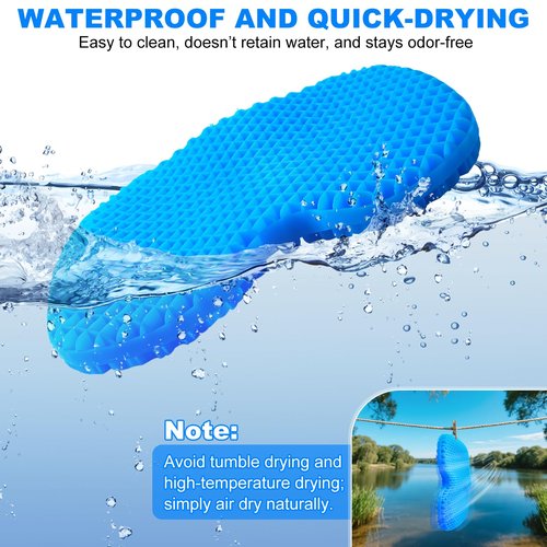 CHERAINTI Kayak Seat Cushion, 19 Inch Waterproof Gel Seat Cushion, Thicken Non-Slip Pressure Relief Pad with 2 Cloth Covers for Sit in Canoe Boat, Kayak Accessories for Fishing Rowing