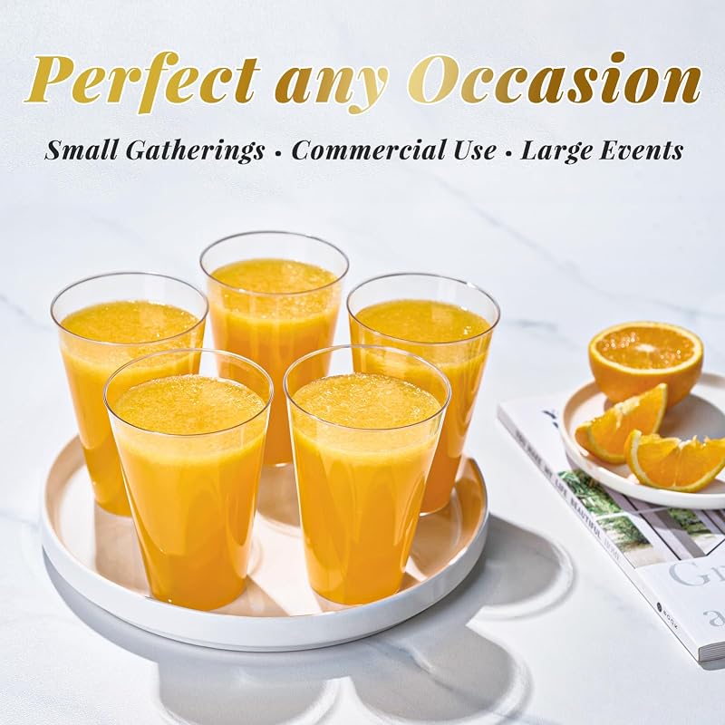 14 Oz Clear Plastic Cups (Pack of 200) - Large Disposable party Cups, FOCUSLINE