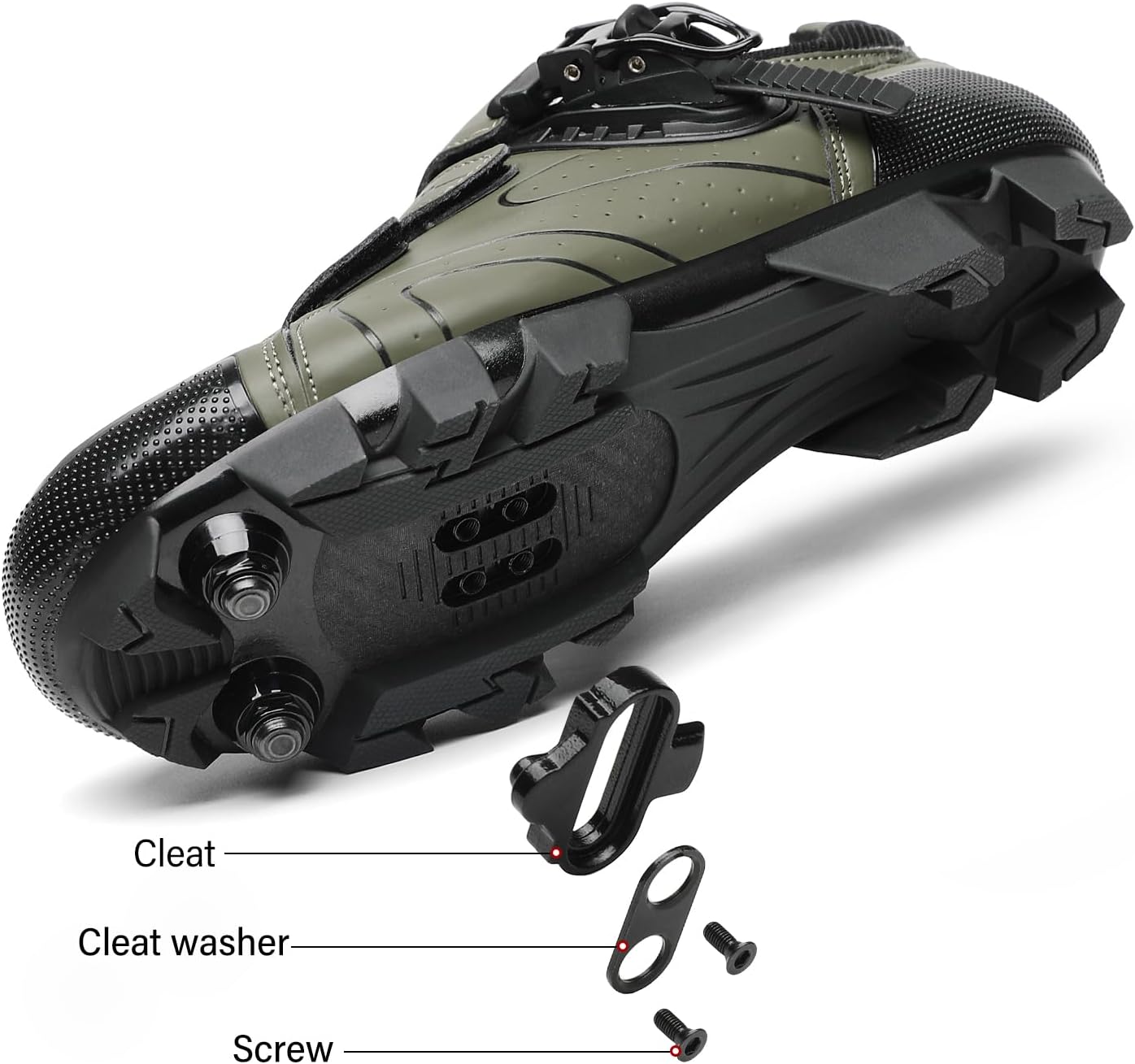 KESCOO Mens Mountain Bike Shoes with 2-Bolts SPD Cleats Included, Cycling Shoes with Quick Ratchet Buckle Indoor Outdoor Riding Biking