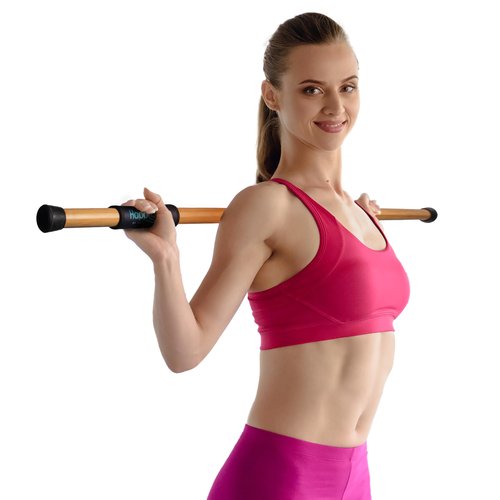 Yoga Stick Stretching, Flexibility and Strength I Bamboo Mobility Stretching Stick 5ft | Resistance Loop Exercise Bands Set of 5 | Workout Guide I Video Library | HappyStretch