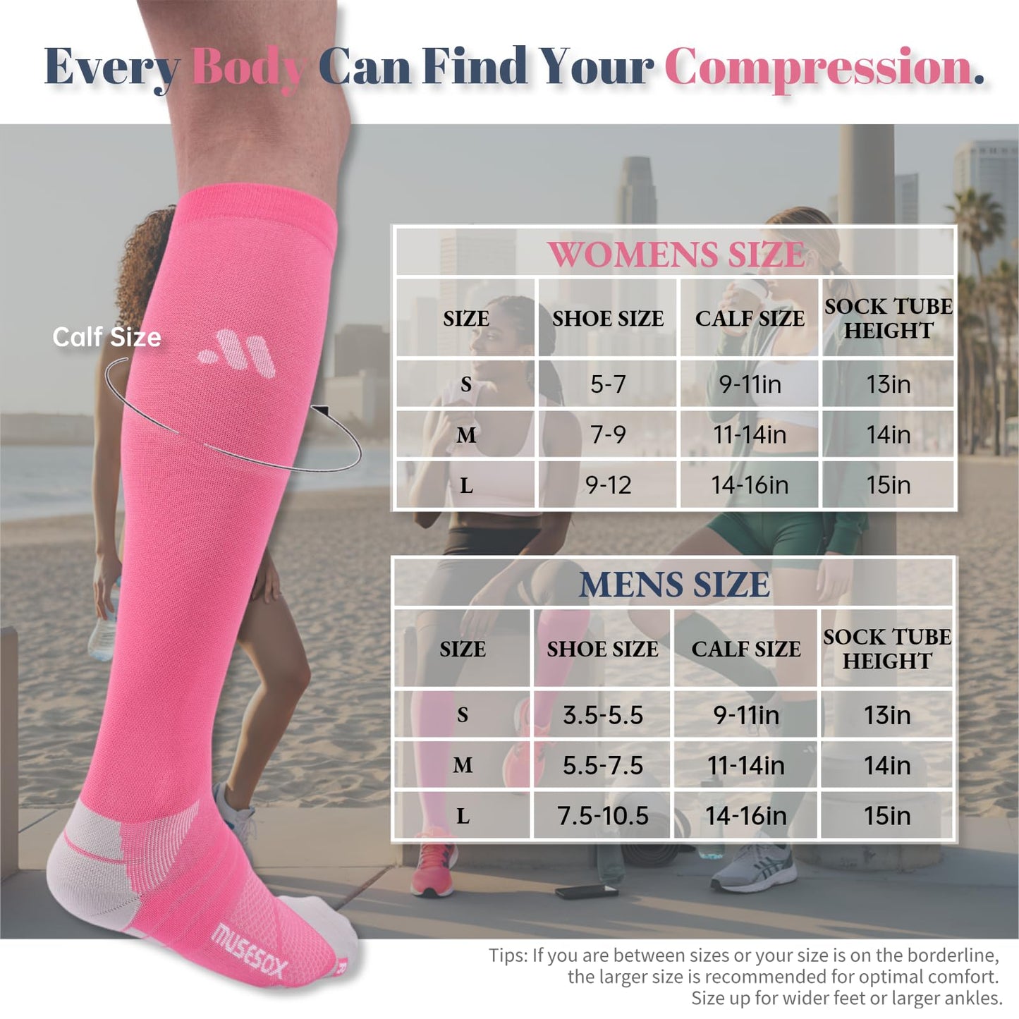 musesox Compression Socks for Women and Men,Knee High 15-20mmHg Graduated Support(3 Pairs) for Nurses,Travel,Black Gray Green,Large
