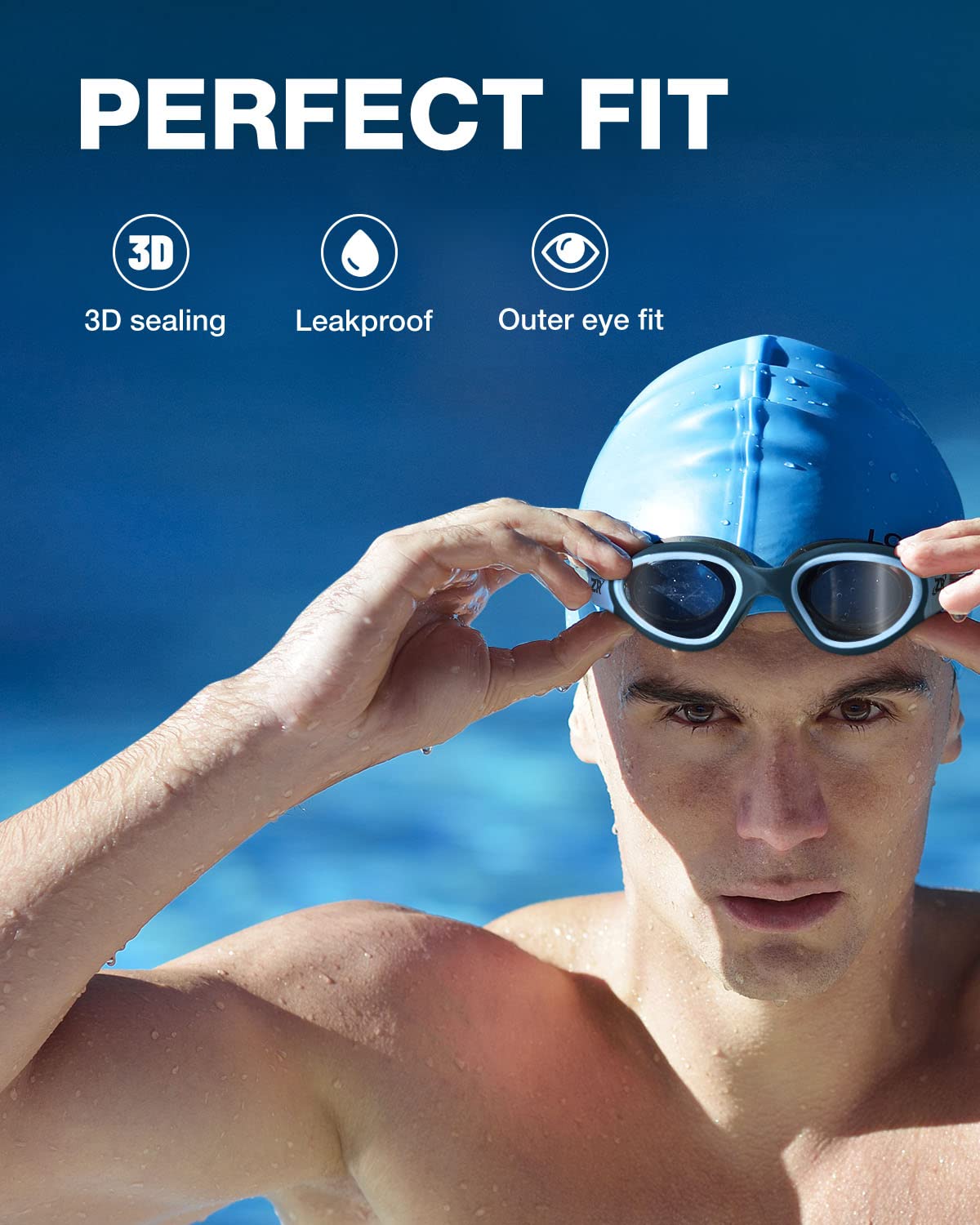 ZIONOR Swim Goggles, Upgraded G1 Polarized Swimming Goggles Anti-fog for Adult Men Women A3 (Polarized + Smoke)