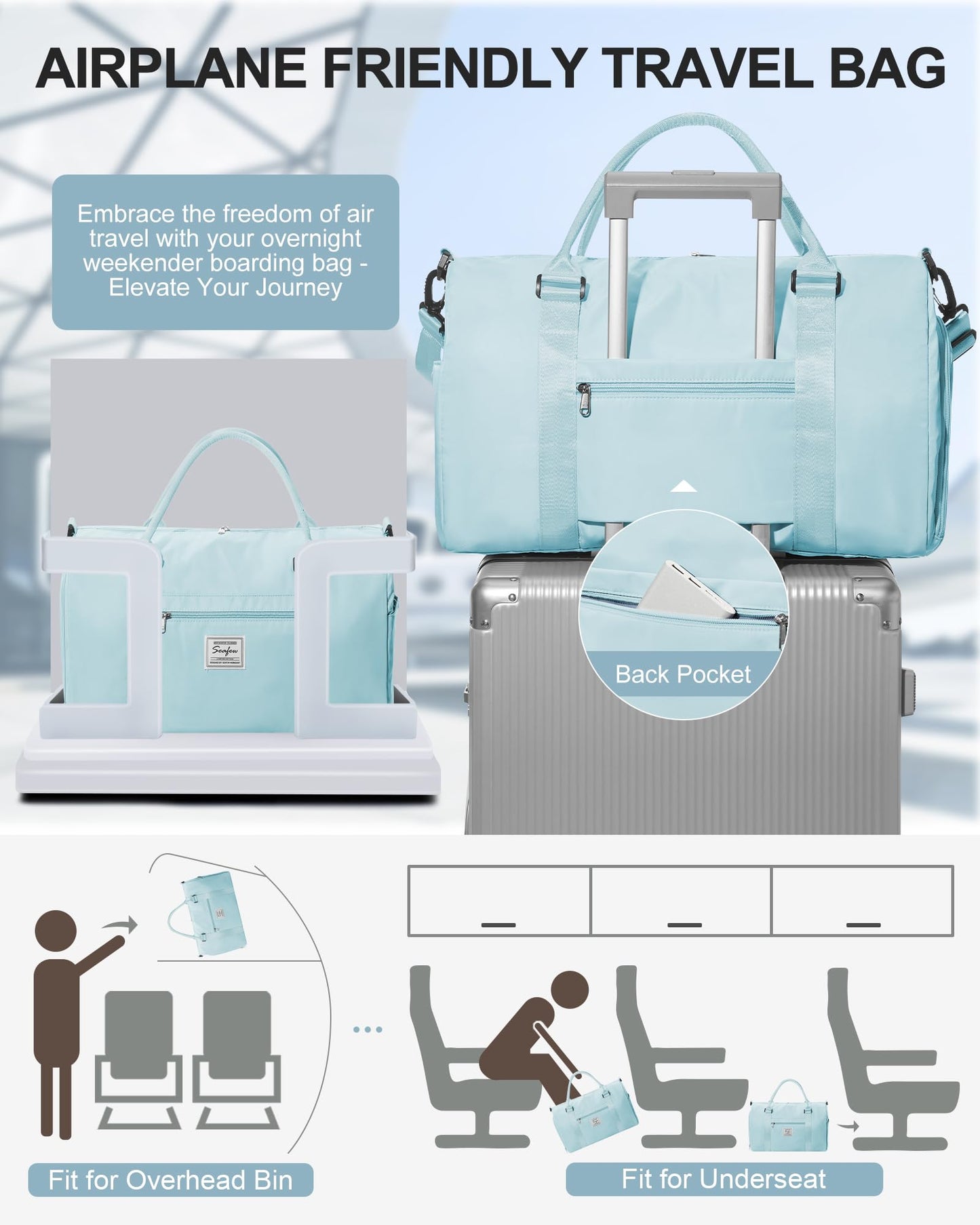 Gym Bag Womens Mens with Shoes Compartment and Wet Pocket Travel Duffel Bag for Women for Plane Sport Gym Tote Bags with Toiletry Bag Waterproof Weekend Overnight Carry on Bag Hospital Holdalls