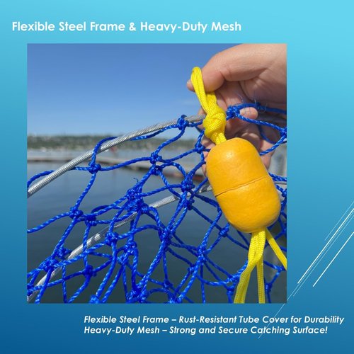 Crab Ring Trap – Collapsible Crab Net with 100ft Rope, Bait Bag, Clip & Ruler – 6 Pieces Portable Crab Trap for Easy Storage – Durable Grid Design for Dock & Pier Crabbing