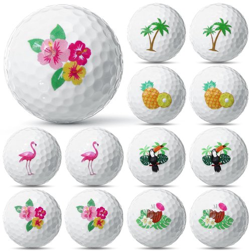 Civaner 12 Pcs Hawaii Golf Balls Gift Set Tropical Collection Golf Accessories Novelty Funny Golfer Birthday Gifts for Men Women Coworkers Employee Golfers Lovers
