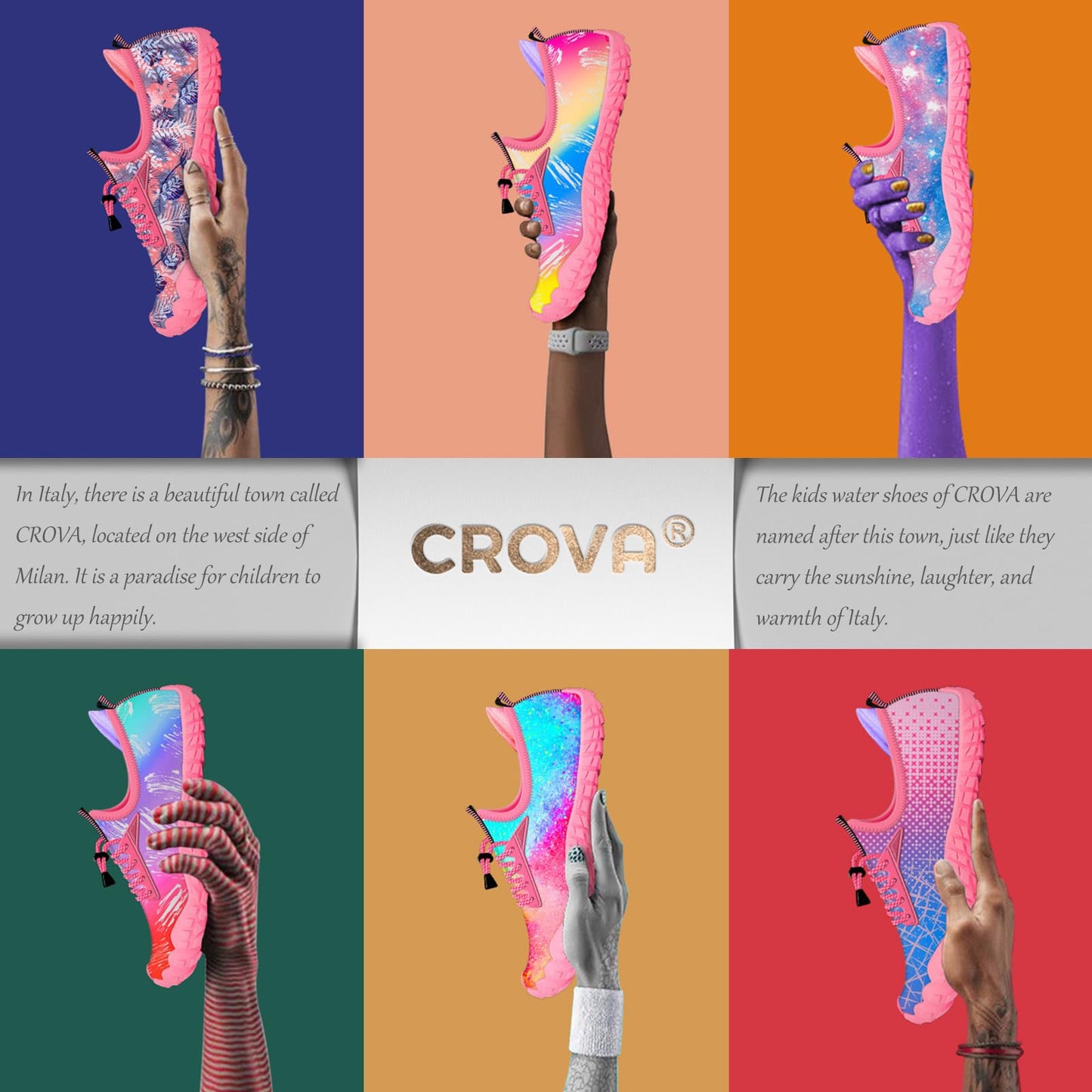 CROVA Built-in Heel Grip Kids Water Shoes for Boy Toddler Girl Wide Toe Box