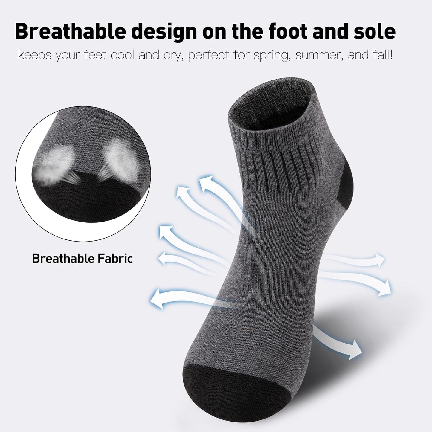 20 Pack 3 Styles Men's/Women's Mini Crew Ankle Socks Quarter Bulk - Breathable Thin Athletic Socks, Fits Shoe Size 8-11