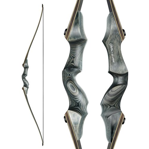 Black Hunter Takedown Longbow, GLURAK 60" Wooden Archery Bow Hunting Bow - Right Handed Longbow for Beginner Training Practice, 35lb