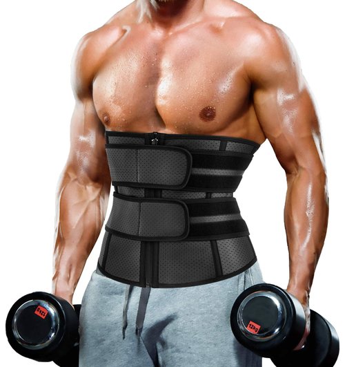 MOLUTAN Waist Trainer Trimmer for Men Tummy Control Shapewear Neoprene Sweat Belt for Weight Loss Slimming Body Shaper (Black, X-Large)