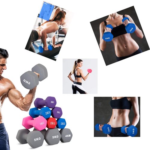 Portzon Weights Orange Dumbbells with Set of 2 Neoprene Dumbbells Set, 3 LB, Anti-Slip, Anti-roll, Hex Shape