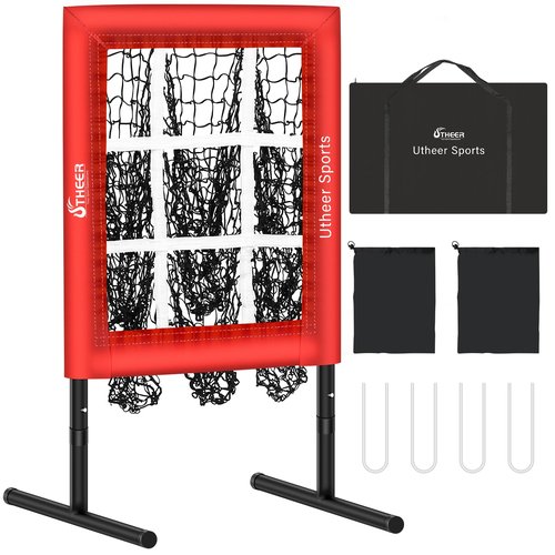 Pitching Net with Strike Zone 9 Hole Baseball Pitching Net Adjustable Height Baseball Target for Throwing, Training EquipmentNet for Practice, Softball Target Nets for Batting