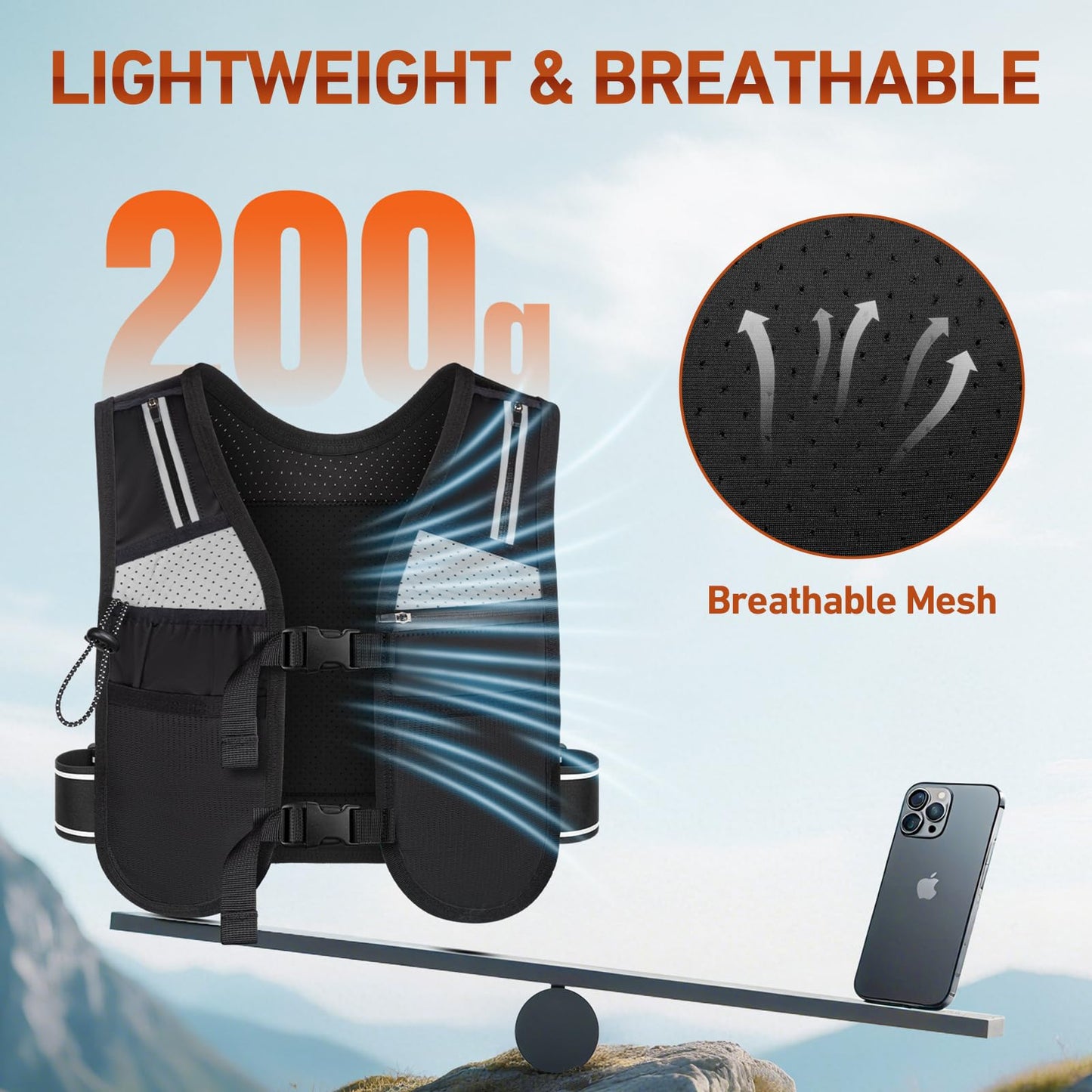 HUANLANG Running Vest for Women Men,Lightweight Hydration Runners Vest Breathable Reflective Hydration Pack for Marathon Hiking Running Trail