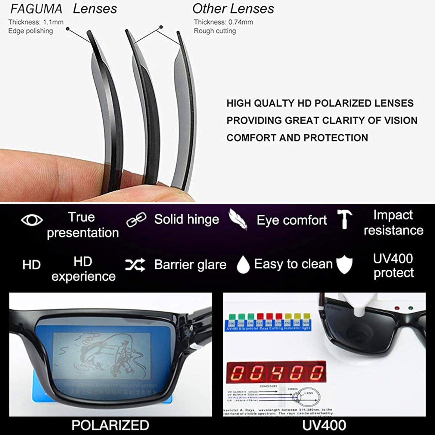 RAKREN Square Polarized Sunglasses for Men and Women Classic Driving Sports Sunglasses Men 100% UV Protection Goggles R03(Black Red)