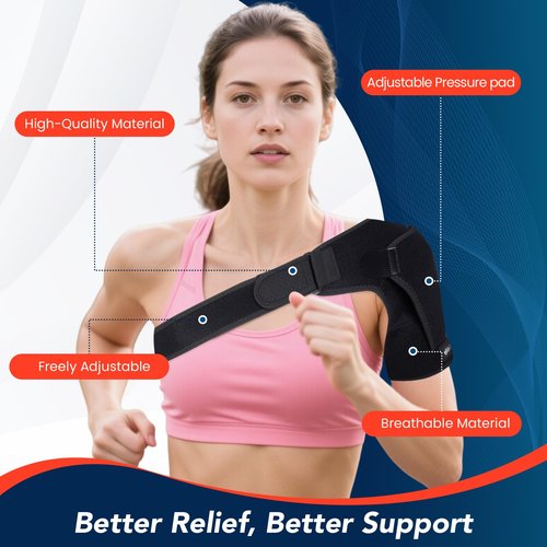 Shoulder Brace with Adjustable Compression Sleeve Rotator Cuff Support & Arm Sling, Hot/Cold Pack Compatible, Breathable Stabilizer for Pain Relief, Fits Left/Right Arm, Men & Women