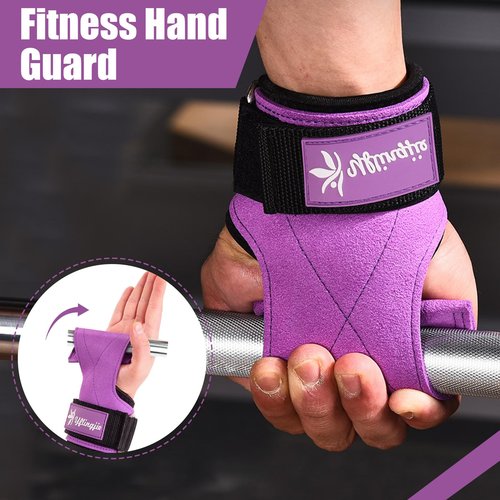 yflingjie Weightlifting Wristband - Double Layer Leather Wristband with Adjustable Neoprene Padding, Suitable for Extreme Weightlifting, Strength Enhancement, and Strength Training (Purple)
