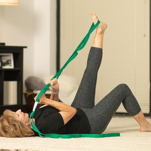 Green Multi-Loop Yoga Stretching Strap – Elastic Band for Pilates, Workout, and Flexibility Training