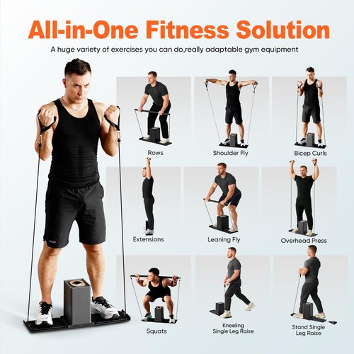SR3 Pro Smart Home Gym Equipment ，Max 180lbs Resistance Portable Full Body Workout Cable Machine with Ambient Light,at Home Gym | All in One Gym for Travel | Foldable Gym & Home Exercise Equipment