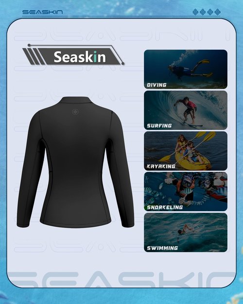Seaskin Womens Wetsuit Tops 2mm Front Zipper