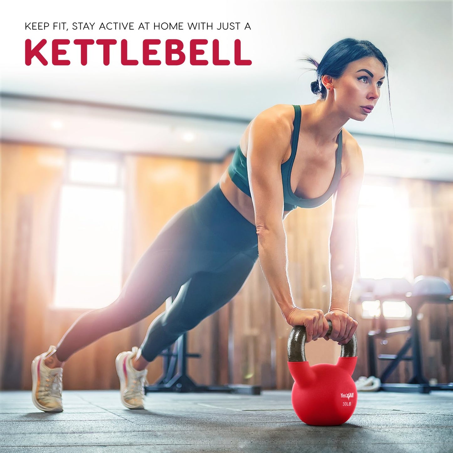 Yes4All Kettlebell, 10 LB Neoprene Coated Cast Iron Kettlebells, Wide Grip Handle & Flat Bottom for Swings, Squats, Deadlifts, Push Ups & Full Body Training at Home Gym