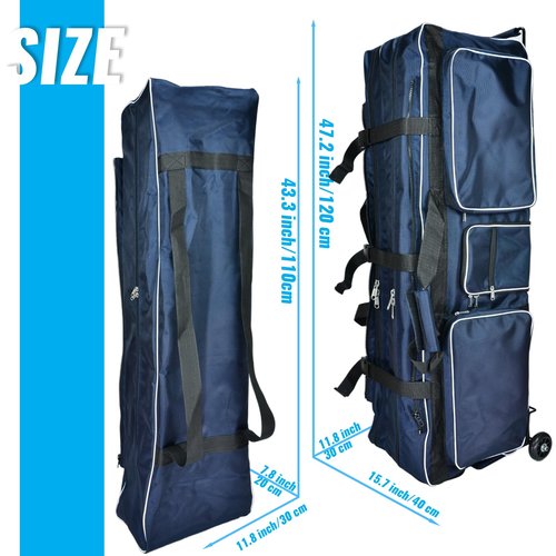 FEFOSAEP Fencing Bag with Wheels - Competition Draw-bar Rolling Fencing Bag - Fencing Bags with A High-Top Weapon Bag (Navy Blue)
