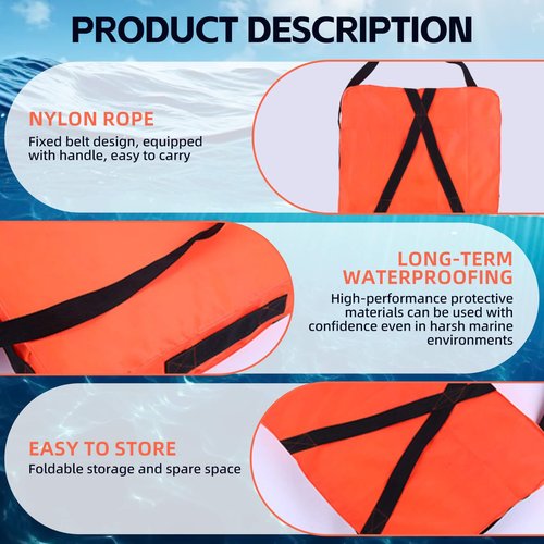 Boat Throwable Flotation Device, High Buoyancy Boat Throw Cushion with Strap, Boat Cushions Life Preserver for Boating, Swimming, Rescue Boat, 18x14in (2)
