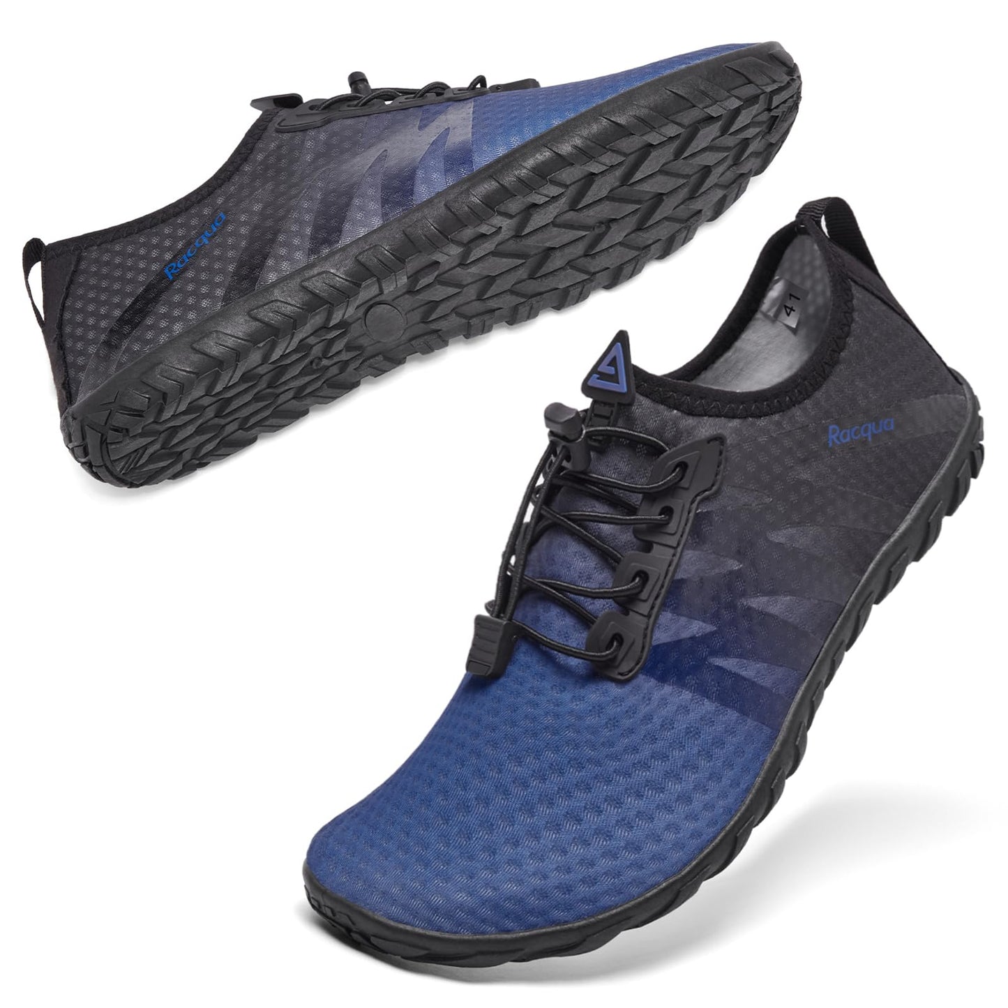 Racqua Mens Water Shoes Lightweight Swim Outdoor Quick Dry Beach Barefoot Aqua Pool Gradient Sports Shoes Navy/Black 11 Women/10 Men