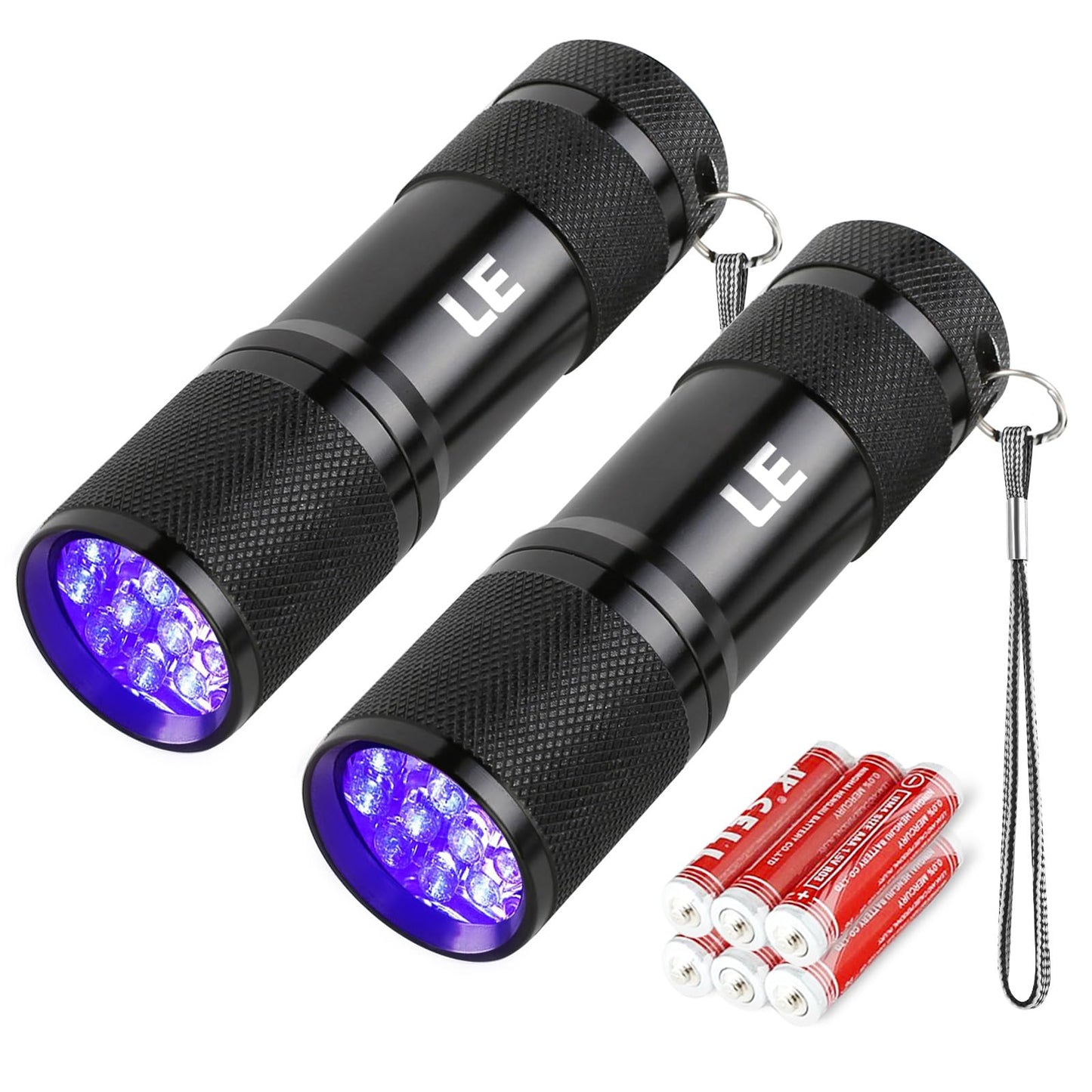 LE Small UV Blacklight Flashlight, Portable Black Light 395nm, Ultraviolet Light Detector for Invisible Ink Pens, Dog Cat Pet Urine Stain, AAA Batteries Included