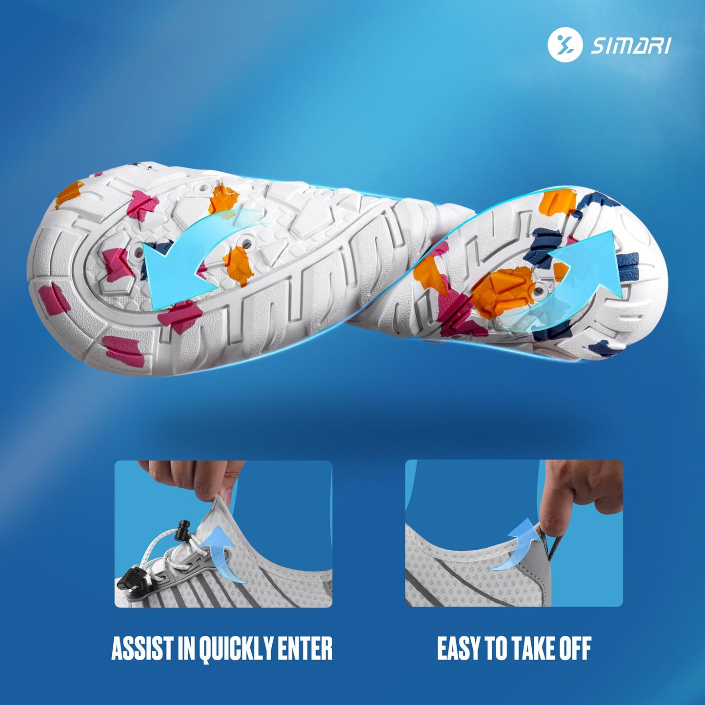 SIMARI Water Shoes for Women Men - Barefoot Quick-Dry Aqua Socks | Lightweight Swim Shoes for Surfing, Swimming, Beach Sports, Kayaking, Diving | Non-Slip Design